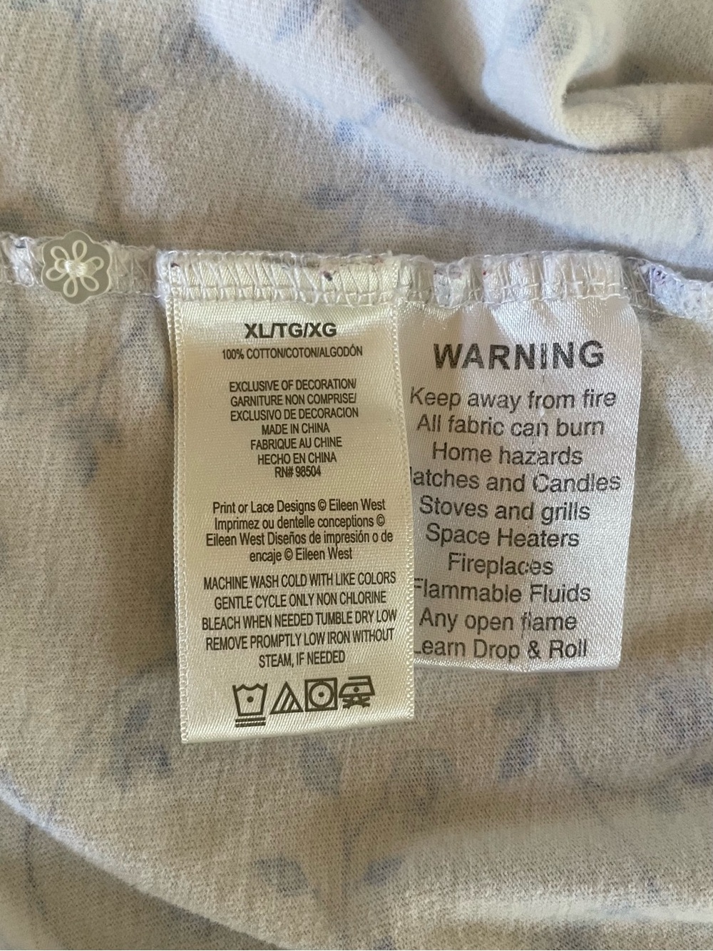 Eileen West Cotton Blue Floral Lace Yoke Nightgown Cottagecore Size XL Grandma - Picture 8 of 10